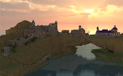 Minecraft Hd Wallpaper Serene Castle Landscape At Sunset