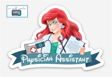 Physician Assistant Princess Sticker Belle Sticker Ariel Sticker