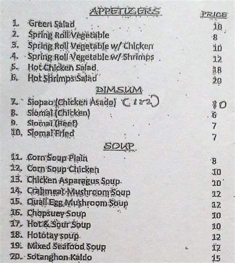 Menu of Oriental Korner, Al Mariah Mall, Al Markaziya, Abu Dhabi