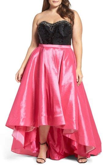 Mac Duggal Embellished Lace And Taffeta Strapless High Low Gown In Hot