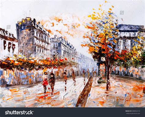 Oil Painting Street View Paris Stock Illustration 389892310 | Shutterstock