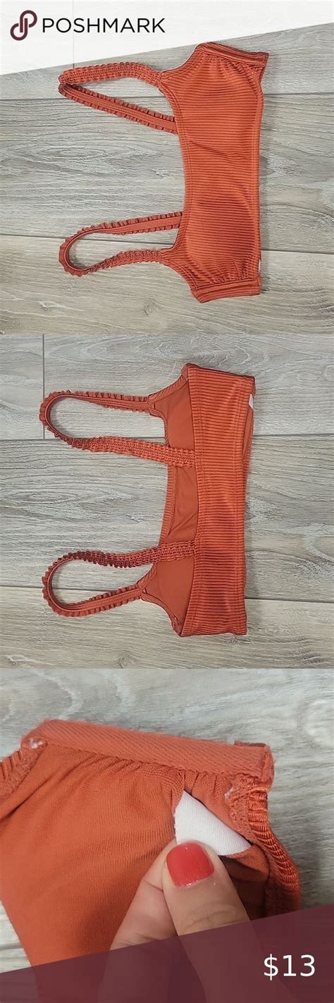 Xhilaration Rust Ribbed Bikini Top With Ruffled Straps Size Xsmall Plus