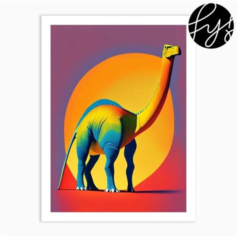 Brontosaurus Primary Colours Dinosaur Art Print