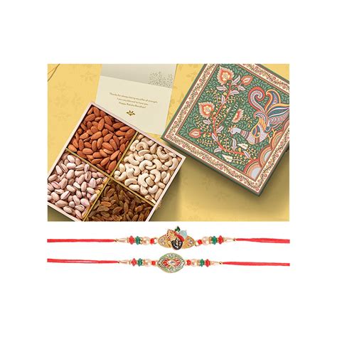 Krishna Enamelled Studded Rakhi Red Green By Shree Rakhi Anand