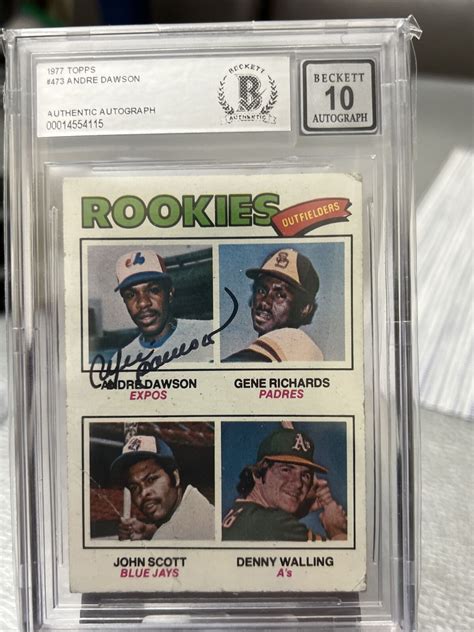 Andre Dawson Signed Topps Rookie Card Beckett Grade Auto