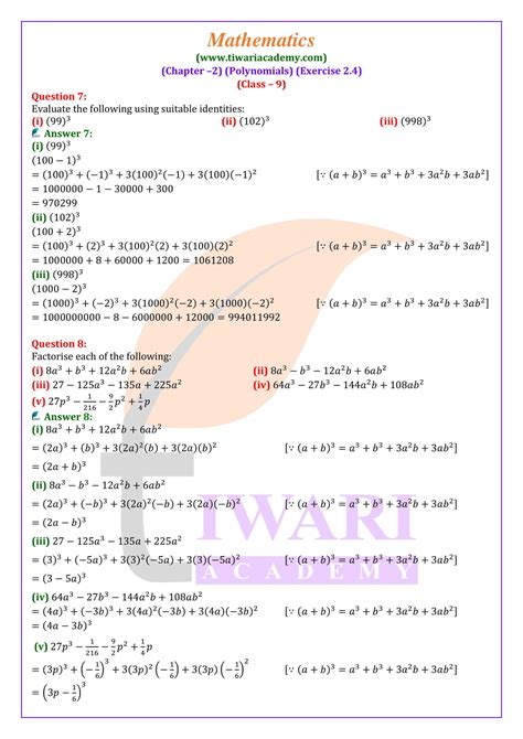 Ncert Solutions For Class Maths Chapter Exercise Polynomials