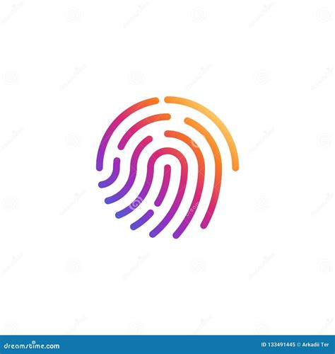 Vector Fingerprint Icon Color Fingerprint Symbol Shape Biometric