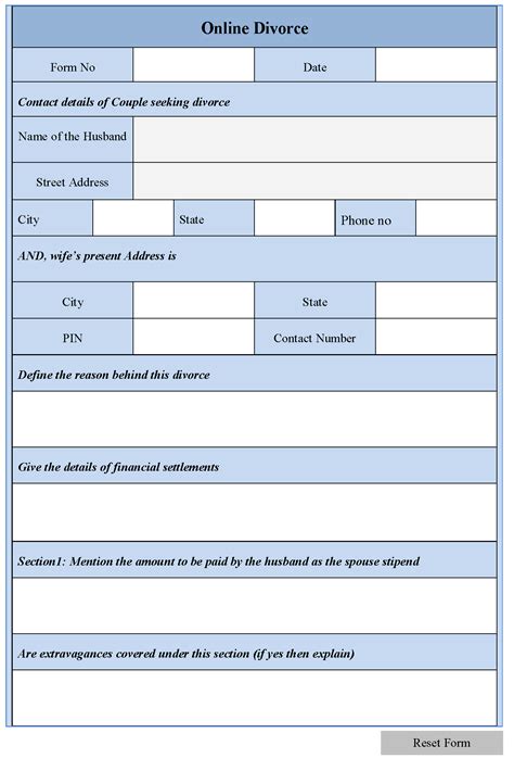 Online divorce form | Editable PDF Forms