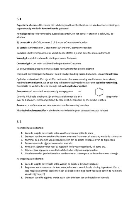 Scheikunde H6 Samenvatting Chemie Overal 6 Organische Chemie De