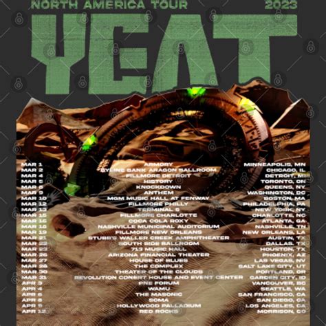 Yeat North American Tour 2023 Tickets Merch, Yeat Huge 2023 Tour Shirt ...