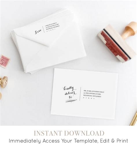 Calligraphy Address Template Wedding Envelope Printable Diy Etsy