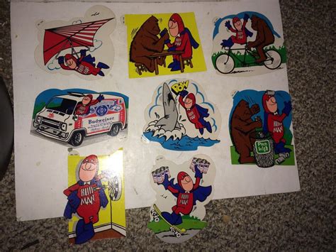 8 Vintage 70s80s Bud Man Budweiser Beer Large Sticker Stickers Decals