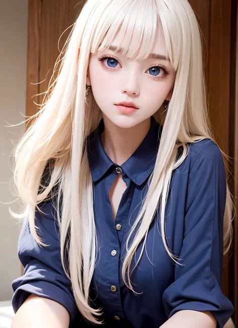 Bangs Between The Eyes Of The Eyes、very Beautiful Young Cute Blonde