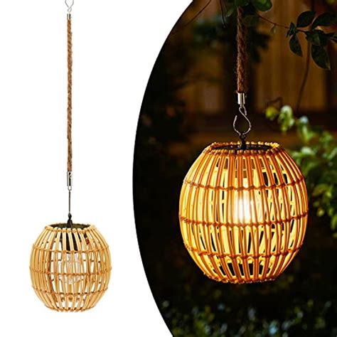 Livinlarge Hanging Solar Lantern Outdoor Waterproof Large Solar Rattan