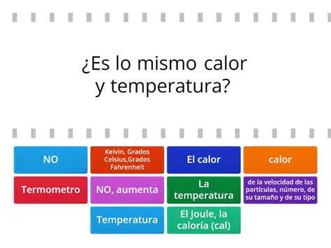 CALOR Y TEMPERATURA Find The Match