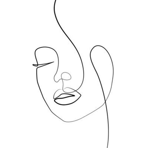 Beautiful Woman Face One Line Drawing Etsy