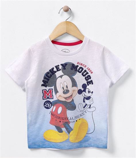 Camiseta Infantil Manga Curta Gola Redonda Estampa Mickey Marca Mickey