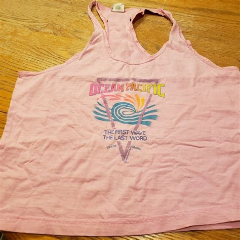 Op Tops Vintage Ocean Pacific Surf Tank Top Large Pink With Graphic