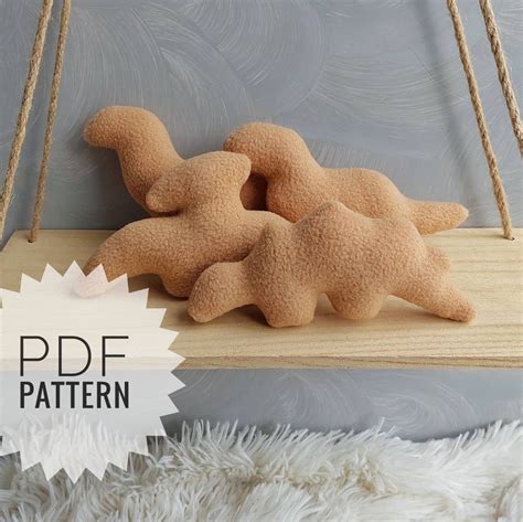 Dino Chicken Nugget Pdf Pattern Sewing Tutorial Cute Stuffed Etsy