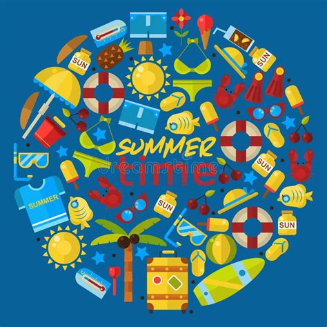 Summertime Icons Set Stock Vector Illustration Of Resort 71428744