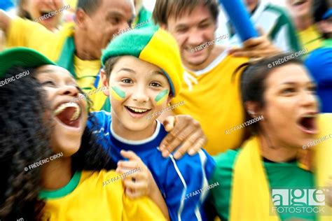 Brazilian football fans watching football match, Stock Photo, Picture ...