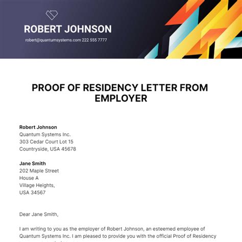 Free Proof Of Residency Letter From Employer Template Edit Online