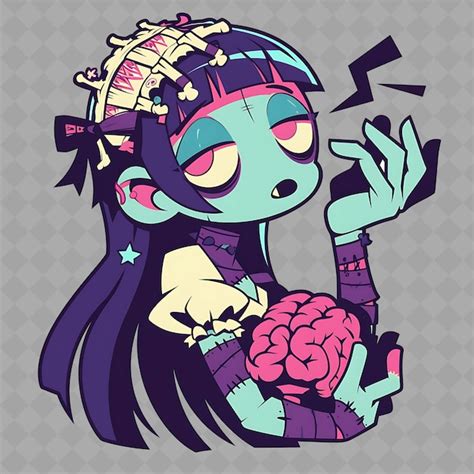 Premium Psd Png Delightful And Kawaii Anime Zombie Girl With Zombie