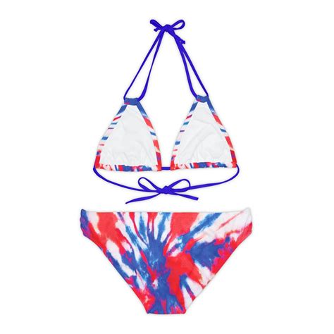 Buffalo Bills Tie Dye Red White Blue Tie Dye Strappy Bikini Set Etsy