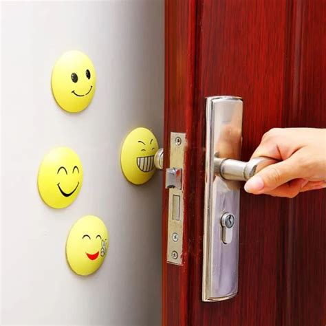 Wall Stickers Rubber Door Handle Knob Door Lock Anti shock Pad Emoji ...