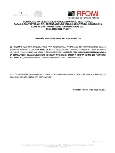 Completable En línea convocatoria de licitacin pblica nacional