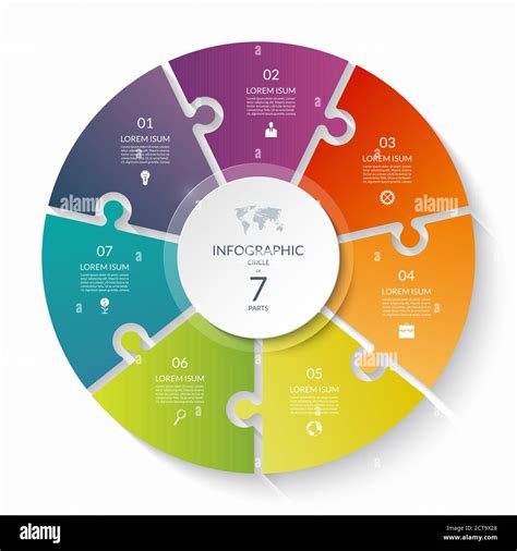 Puzzle Infographic Circle With Steps Options Pieces Seven Part