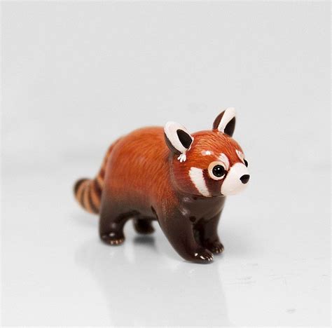 Reserved For Hannah Red Panda Figurine Ooak Handmade Polymer Clay