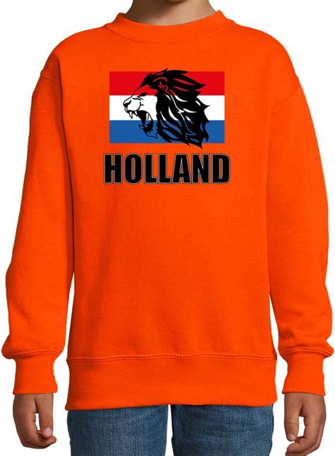 Oranje Fan Sweater Voor Kinderen Met Leeuw En Vlag Holland