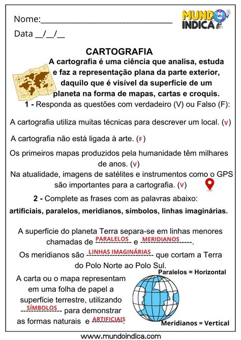 Representações Cartográficas 3 Ano Atividades - 20 Atividades de Geografia para 3 ano Ensino Fundamental com Respostas