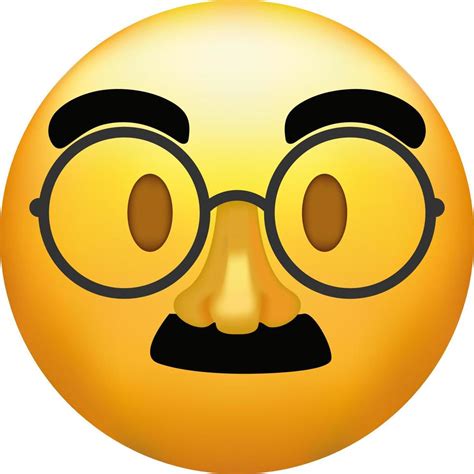 Face with glasses and mustache, yellow emoji smile. 22461793 Vector Art ...