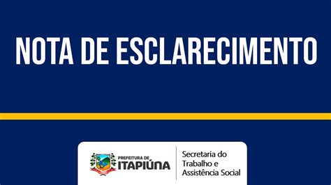 Secretaria Do Trabalho E Assistência Social De Itapiúna Divulga Nota De