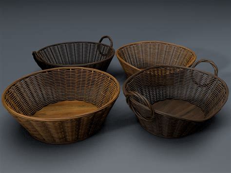 D Wicker Baskets Model Turbosquid