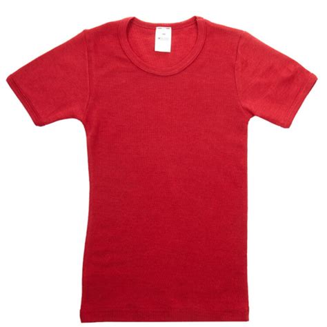 Hocosa Hocosa Shirt Korte Mouw Biologische Wol Zijde Kind Rood