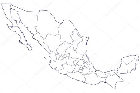 Mapa de la frontera del contorno del México vector gráfico vectorial