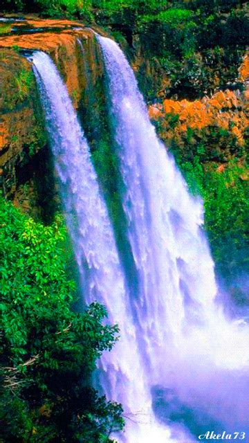 Flowing Waterfall Nature Waterfall Animated Cliff River Beauty