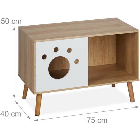 Relaxdays Mueble para Arenero de Gato con Diseño de Patita 50x75x40 cm