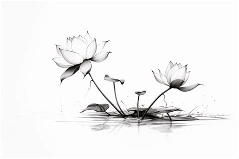 Lotus Flower Blooming In Black And White Graphic By Saydurf Creative