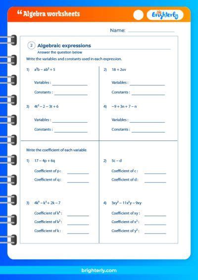 Free Printable 6th Grade Algebra Worksheets Pdfs Brighterly