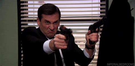 Michael Scott Shooting Guns Secret Agent WiffleGif