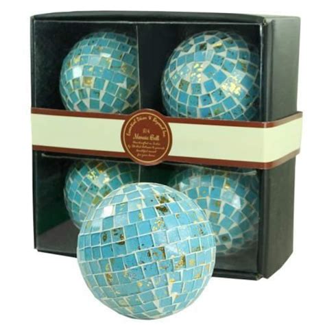 Mosaic Orbs Set Of 4 Decorative Balls Spheres Tray Glass Jar Etsy