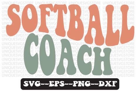 Softball Coach Retro Wavy Svg Design Graphic By Uniquesvgstore