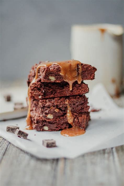 Healthier Fudgy Almond Butter Caramel Brownies Healthienut Easy To Follow Plant Forward