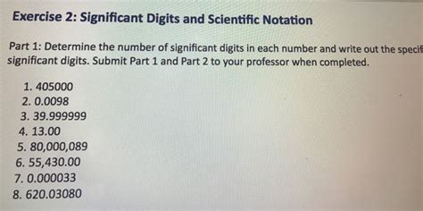 Solved Exercise 2 Significant Digits And Scientific