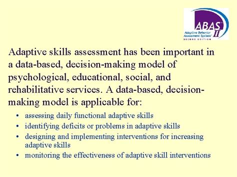 Adaptive Behavior and Skills Professional Standards Assessment and