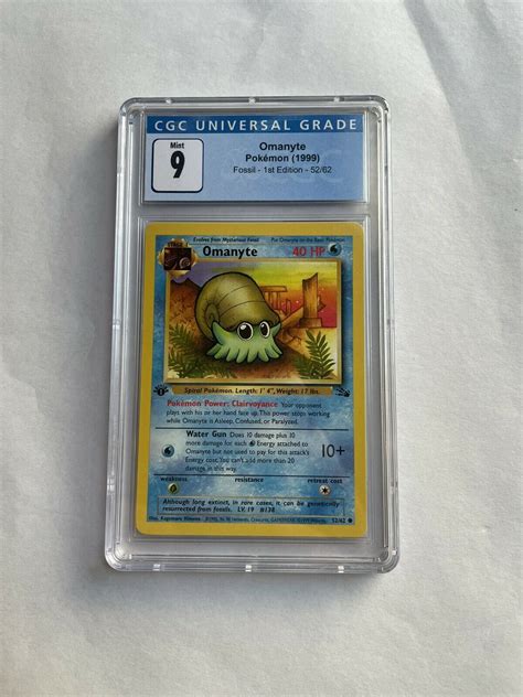 Graded Card Psa Base Pokemon Cga Omanyte St Edition Fossil Ac